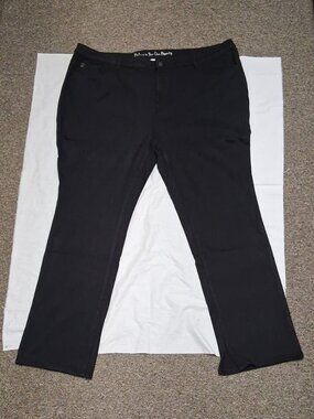Belle by Kim Gravel Flexible Curvy Ankle Slit Straight Jeans Plus 28WT Tall BLK